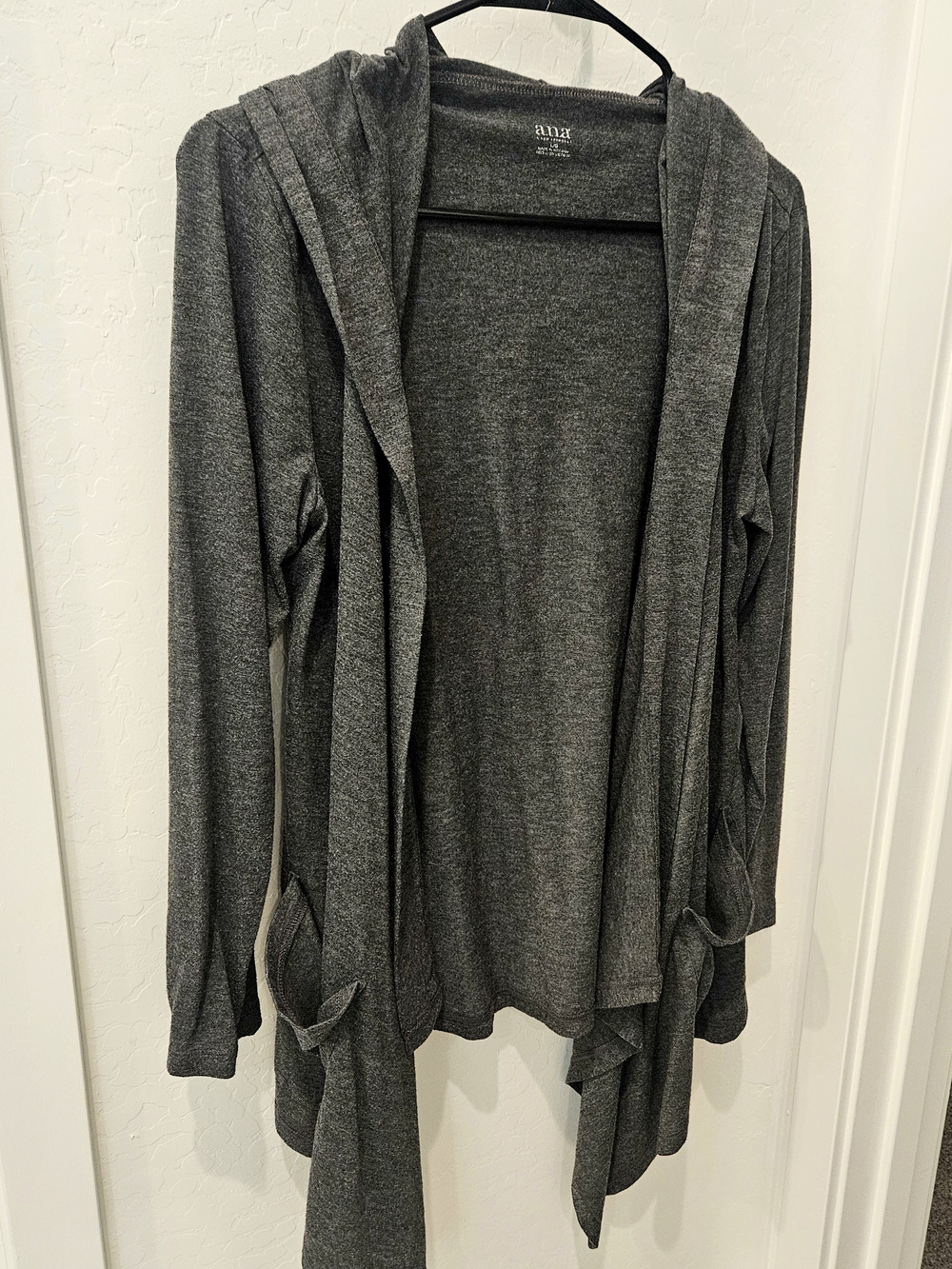 a.n.a Open-Front Hooded Knit Cardigan - Gray